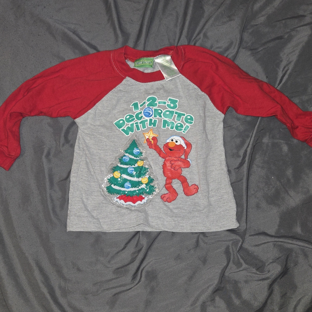 Sesame Street Red and Gray Long Sleeve Tee